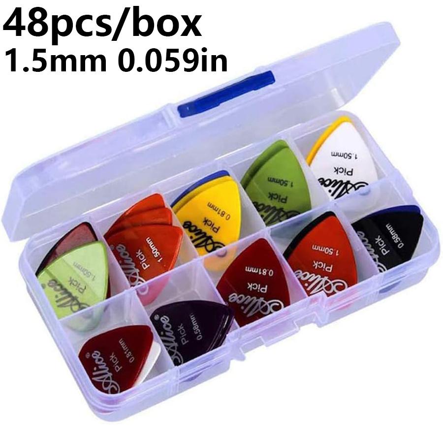 48pcs/box Alice Guitar Picks Plastic Colorful Guitar Paddles with Transparent Storage Box Thickness 0.58-1.50mm JXB
