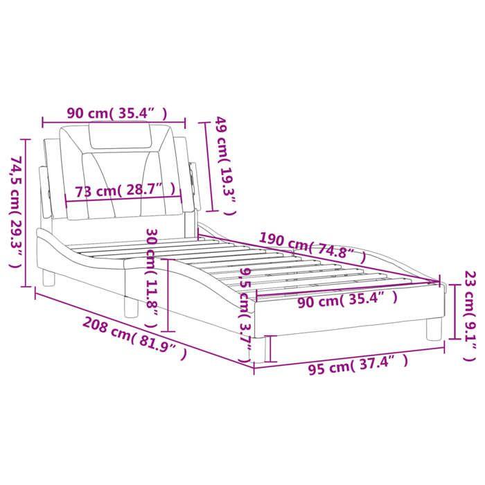VidaXL Bed Frames with Headboard, Upholstered Bed, Slat Base, Single Bed, Adult Bedroom Bed 3208061