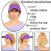 Purple Hollow Top Hat Corn Bearded Ponytail Hat Wig Female Wig Heat-resistant Fiber Wig Simple and Natural To Wear