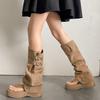 Fashion Trend Black Heightened Platform Boots Women's 2025 New Summer High-end Removable Roman Cool Boots