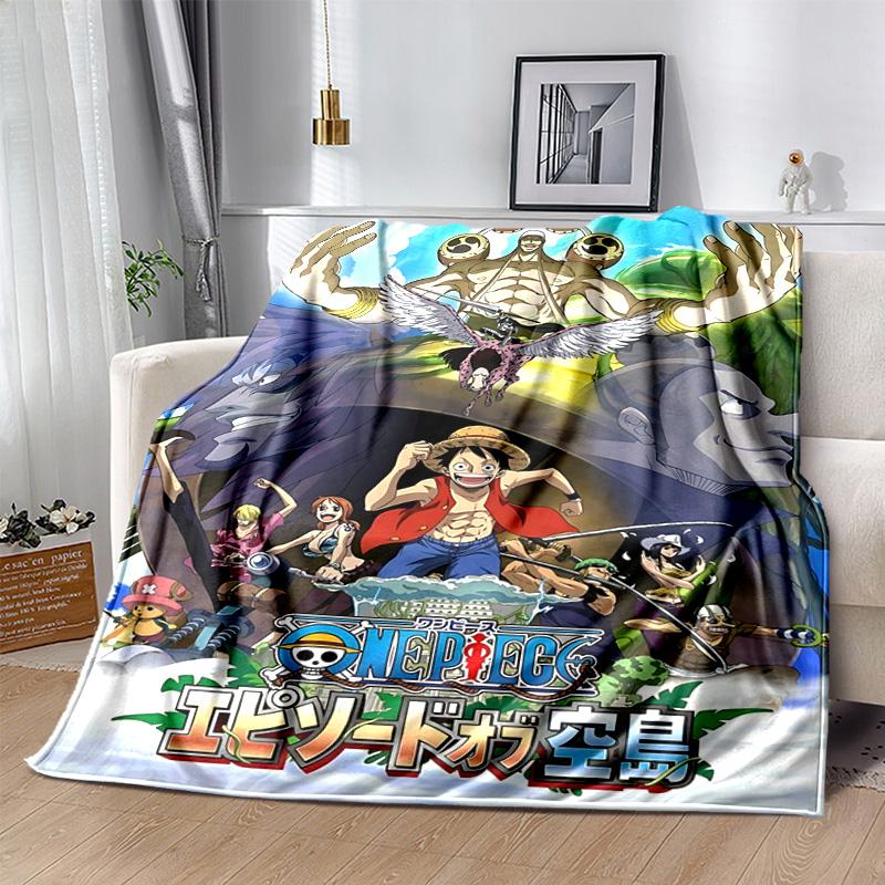 1pc One Piece Episode Blue Island Soft Throw Blanket Flannel All Season Light Weight Living Room/Bedroom Warm Blanket. M7270118