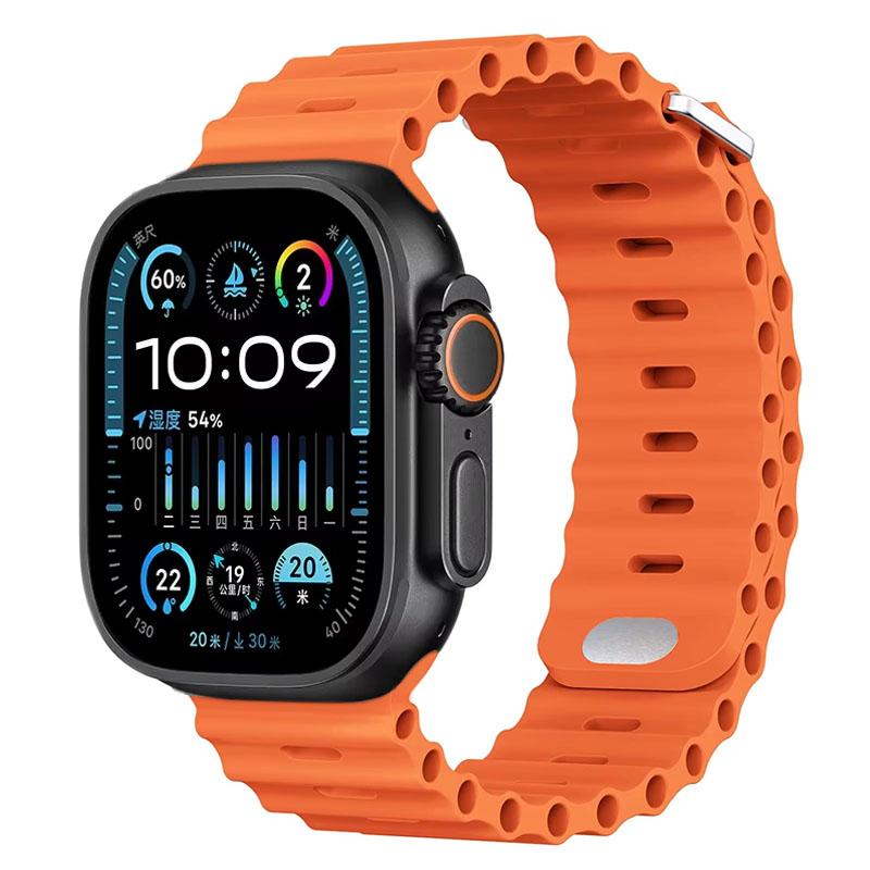 Silicone Ocean Strap For Apple Watch Band Ultra 3/2 49mm 46mm 45mm 42mm 44mm 41mm Sports Bracelet iWatch 11 10 9 8 7 6 5 SE band