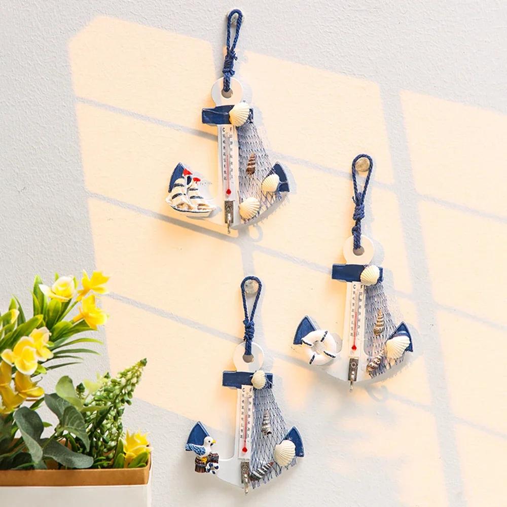 1 Stück - Kleines Thermometer L Anker Mediterraner Stil Kreative Handarbeit Kinderzimmer Wanddekoration