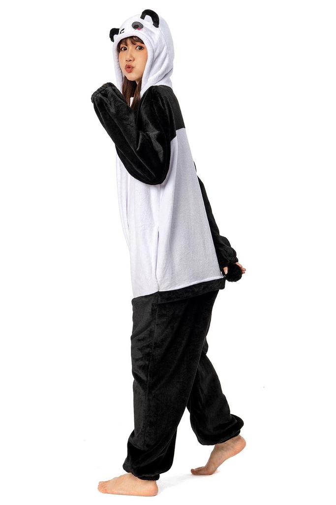 OLAOLA Panda Kigurumi Animal Costume for Fluffy Loungewear for Men and Warm Winter Cute Flannel Pajamas for Room Cold Unisex Pajamas, Adults, Women,