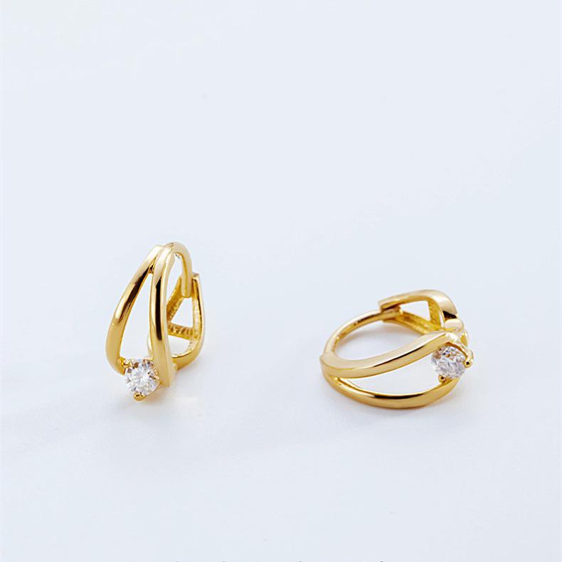18K Gold Plated S925 Sterling Silver Zirconia Ear Cuff Earrings - Personalized, Simple, and Elegant Style.