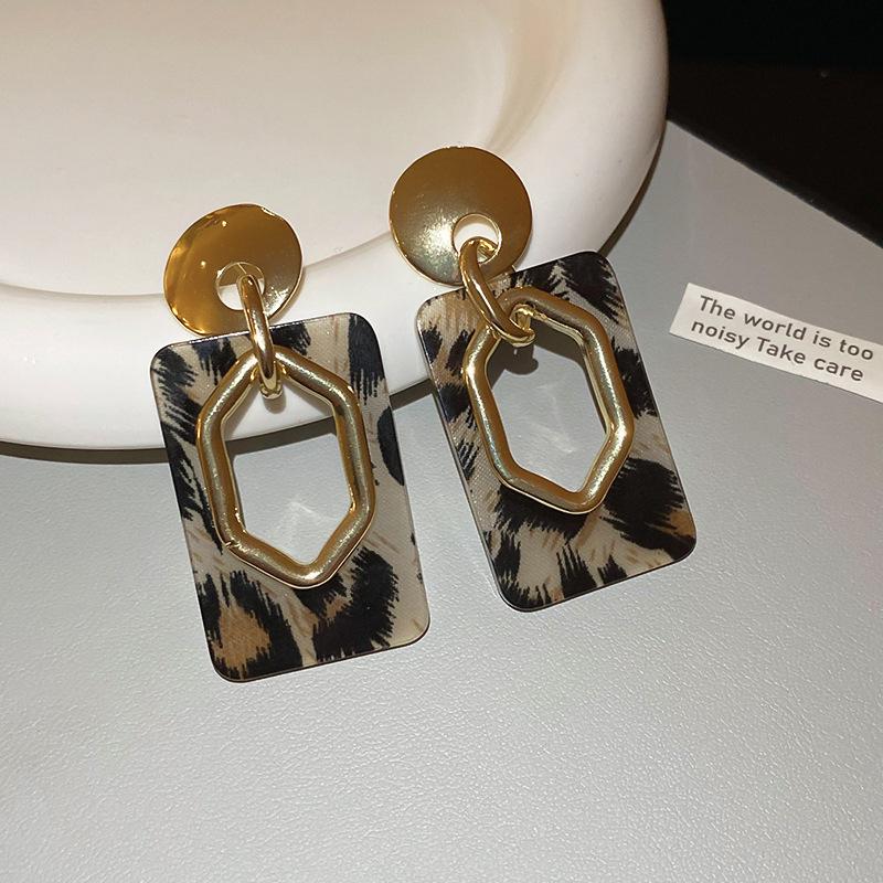 High-End Retro Leopard Print Herzohrringe - Silber Stecker Nische Maillard Stil für Damen