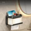 Wall-Mounted Toilet Paper Storage Rack Punch-Free Adhesive Tissue Box Mobile Phone Holder Dual-Purpose Organizer For Bathroom