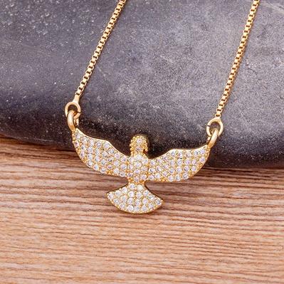 

Nidin Luxury Zircon Eagle Pendant Necklace Wholesale Gold Plated Animals Cool Fashion Chain Choker Party Birthday Gift Jewelry