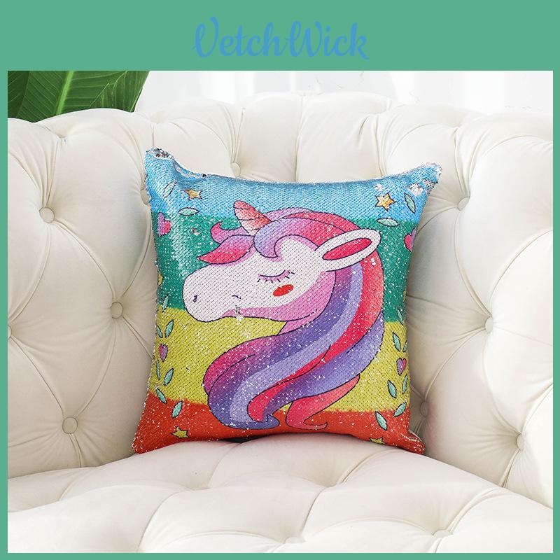 Colorful Cartoon Sequin Pillowcase For Diy Sofa Cushion And Car Seat Decor 40x40cm