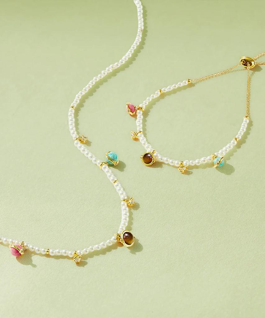 Lola Rose Heliocentric Multi Gemstone Pendant Women'S Pearl Bracelet