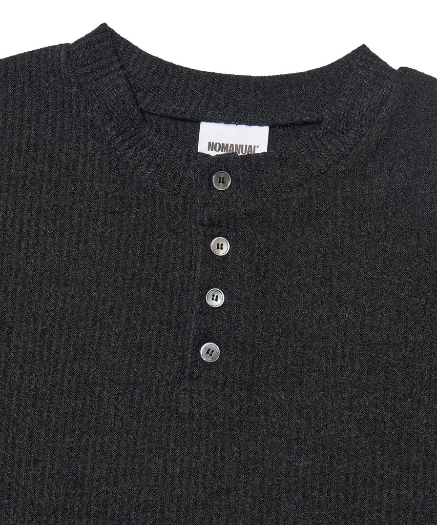 Nomaenyueol Henley Neck Knit Long Sleeve - Black