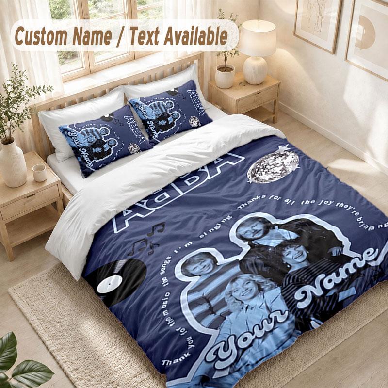 Custom Name Bedding Set 3 PiecesABBA Print Duvet Cover + 2 Pillowcases Soft Bed Decor