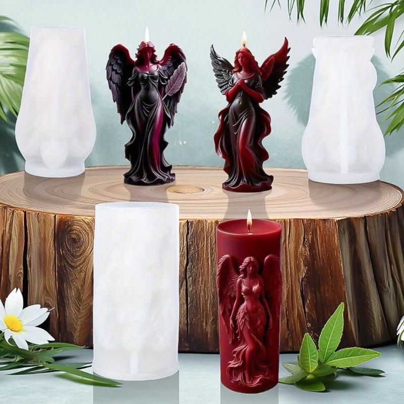 Detailní Design Andělského Křídla Bohyně Silikonová Forma na Svíčky pro Výrobu Vonných Svíček a Mýdel Snadné Vyjmutí Víceúčelové Použití