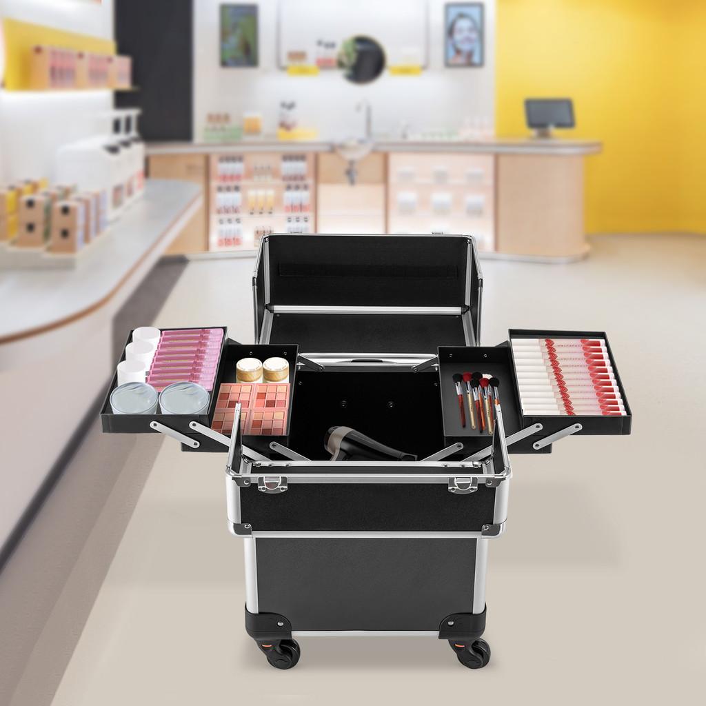 Aluminum Alloy Multi-layer Storage Box Large Capacity Trolley Makeup Box Professional Makeup Artist Toolbox 34*24*45cm