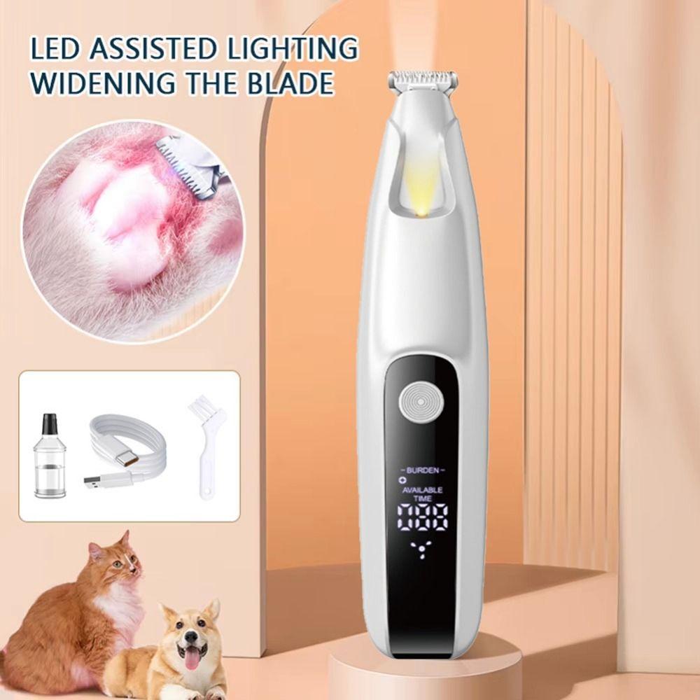 LED Dog Paw Trimmer Fully Waterproof Electric Dog Hair Remover Cats  Foot Shaver  Nail Grooming