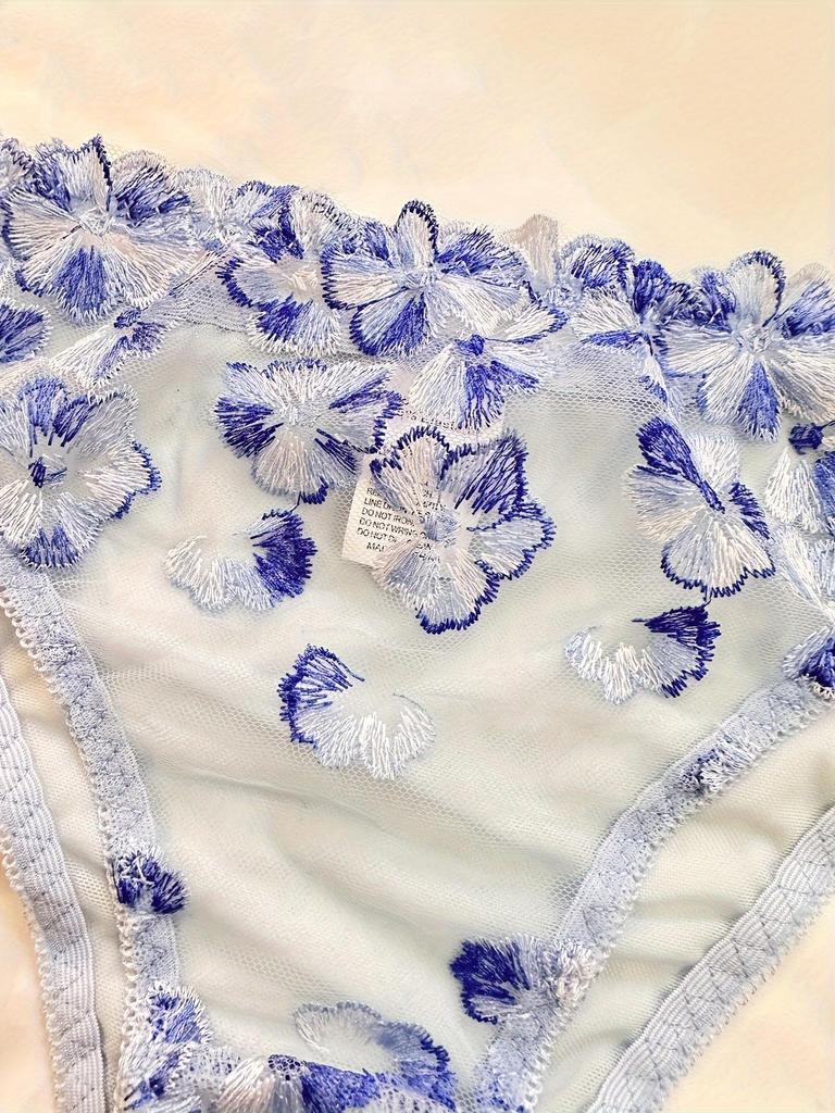 Conjunto de Lingerie Sexy Transparente Multicolorido Bordado Floral Francês Kajano para Mulheres - Coleção Outono