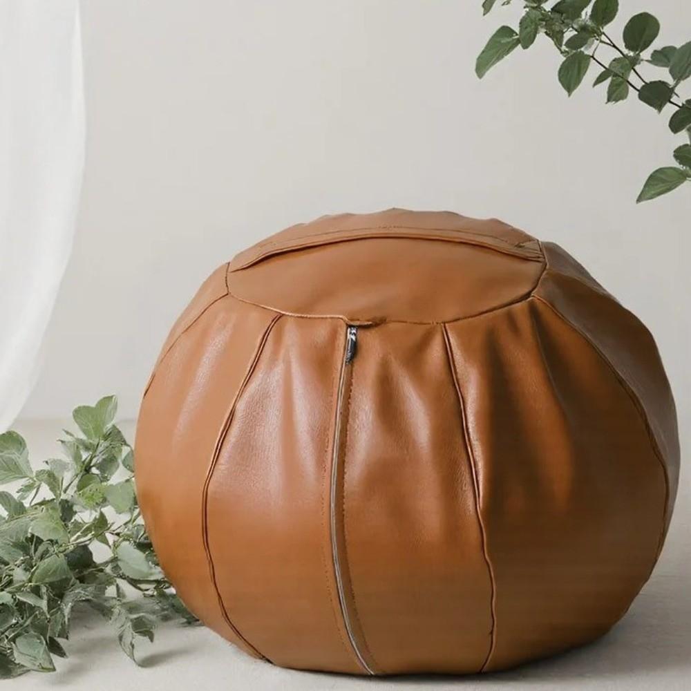 Round Pumpkin Pouf Cover Large Capacity Seat Cushion Cover Accent Stool Footstool Cover  Lounge