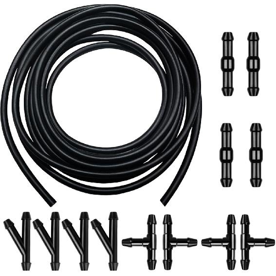 13 Pcs Car Windshield Washer Hose 4M Washer Fluid Hose With 12 Pcs Hose Connectors For Most Car Windshield Washer Tubing