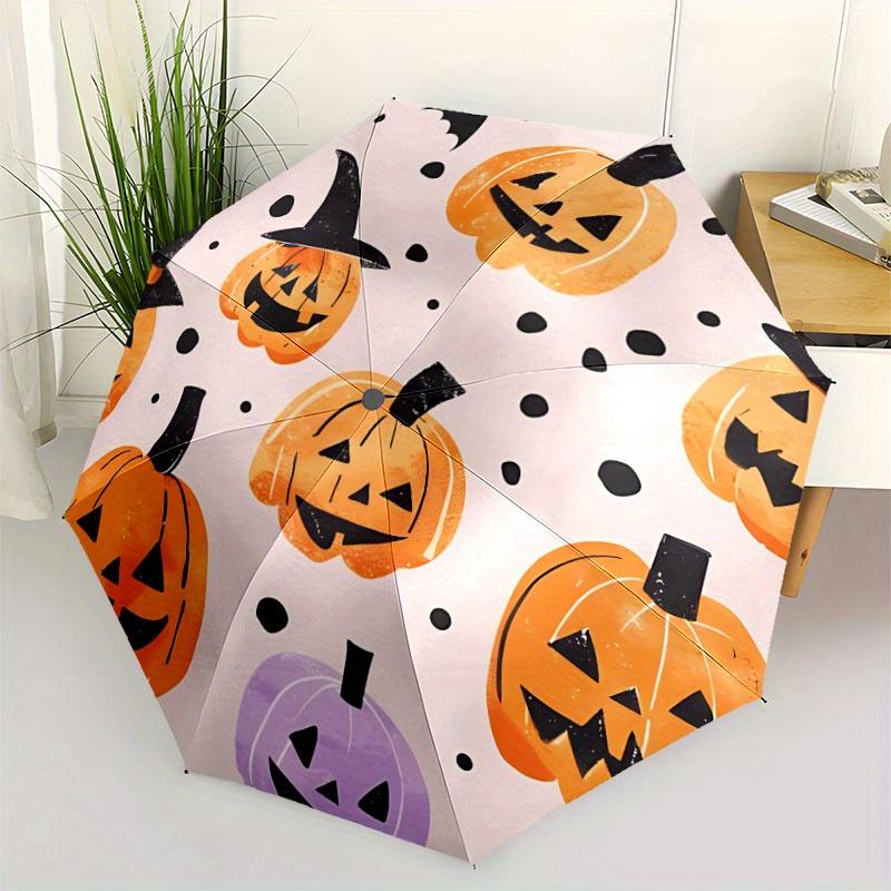 1pc Pumpkin Halloween Automatic Open/Close Umbrella with One Touch Button,, Windproof Design Lightweight Portable Umbrella for Women & Men6147
