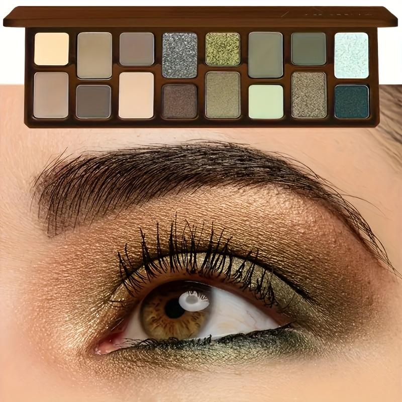 16-Farben Wasserdichte Lidschattenpalette Glitzernde und Matte Waldgrün bis Gelb Töne, Langanhaltendes Augen-Make-up Hochwertige Pigmentierung Lidschatten