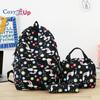 Cute Printed Load-reducing Large-capacity Backpack Women's High-value Casual Backpack 5-piece Set