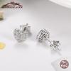  Sterling Tone Stud Earrings With Cubic Zirconia Hearts Korea Women 'S Stylish Jewelry Modish Adorable Shiny Gorgeous Small EarringsFashion