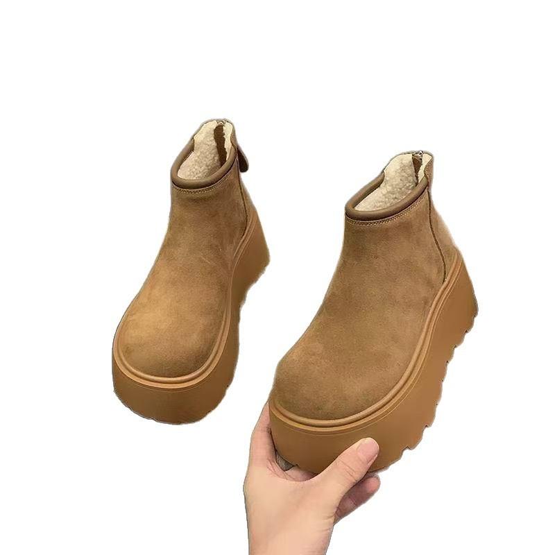 Retro Platform Shoes, Snow Boots, Women's New Style, Padded Short Boots, Thick Cotton Shoes