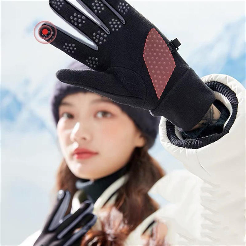 Winter Gloves For Men And Women With Fleece Windproof Warm Touch Screen Anti Slip Outdoor Sports Cycling Gloves
