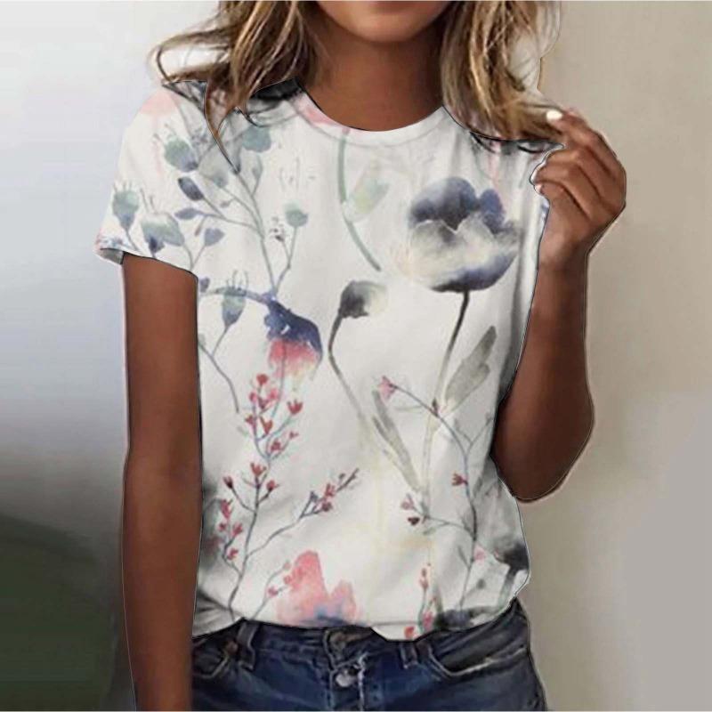 Street Trend T-shirt for Women Summer Casual Loose 3D Printed Short Sleeved Shirt