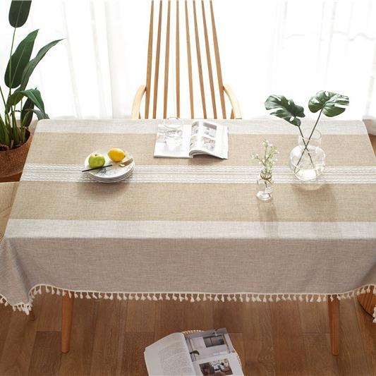 Jacquard Table Flag Imitation Cotton And Linen Fringed Tablecloth, Rectangular Coffee Table Dining Table Cloth Cover Lace