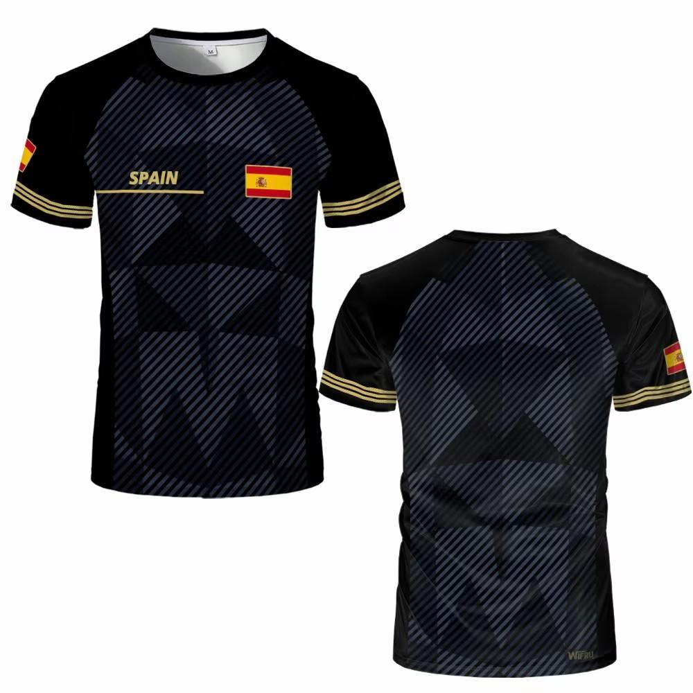 Maglia Grafica Bandiera Spagnola Moda Stampa Geometrica Asciugatura Rapida T-shirt Calcio Uomo Donna Sport Allenamento Casual Traspirante Top