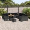 Ensemble de canapés de jardin de 13 pièces avec coussins Noir Poly Rattan Acacia, Canapé de jardin deux places avec coussins 3362579