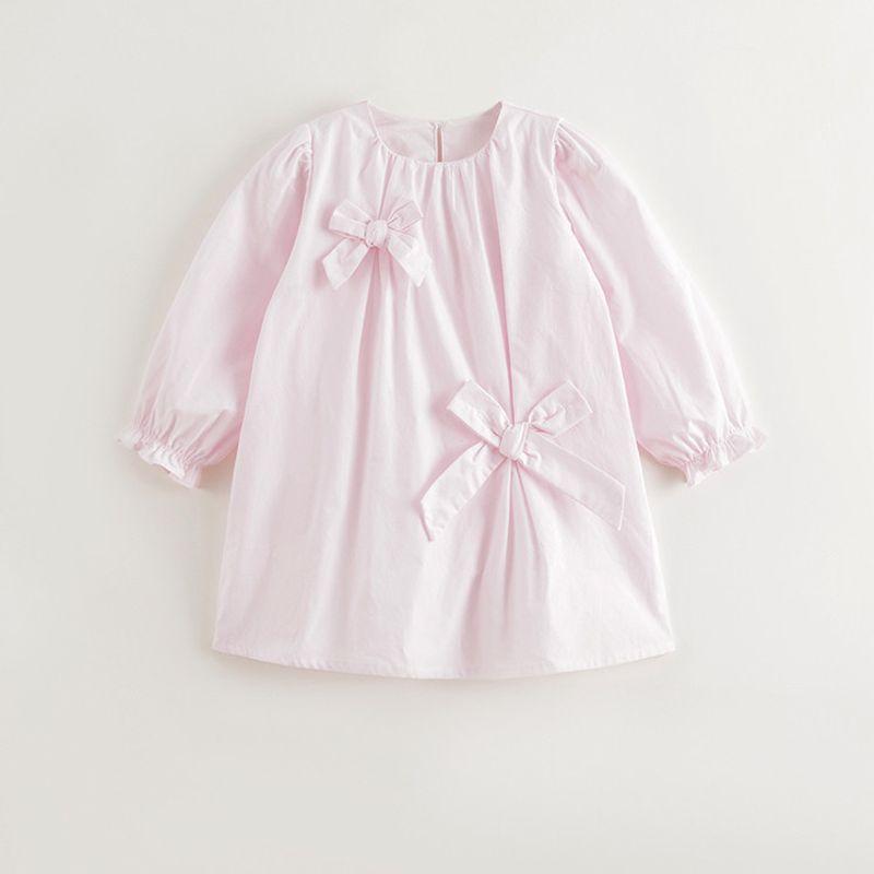 Mark Jenny Girls  Elegant Bowknot Loose Dress Children s Skirt 2025 Spring New Style 250177 Pink 130