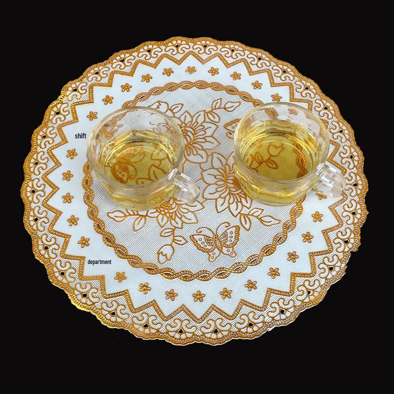 HUIWEN Gilded Round Plastic Placemat Set