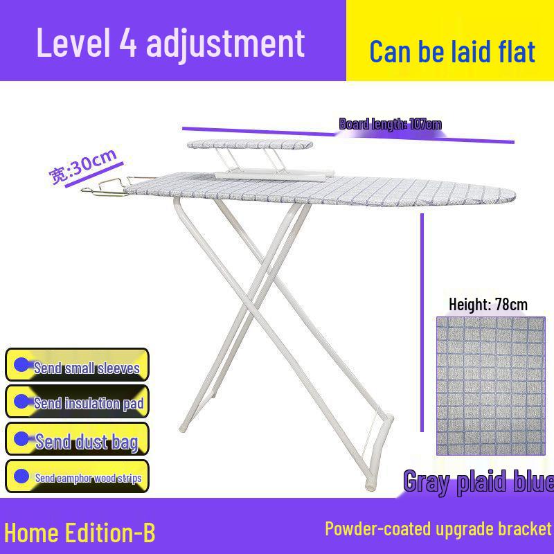 Reinforced Foldable Ironing Board with Handheld Rack - High-Grade Household Accessory