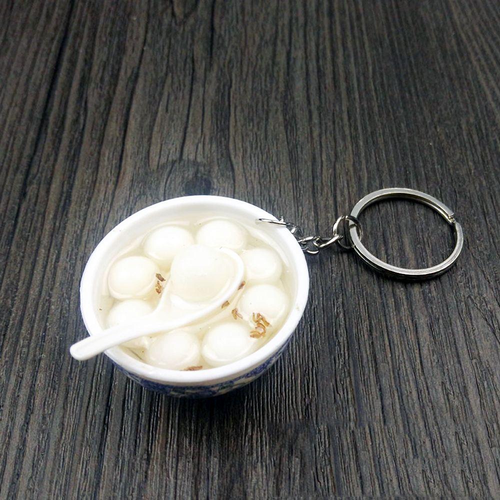 Buckle Mini Bowl Food Keychain Key Ring Simulation Chinese Food