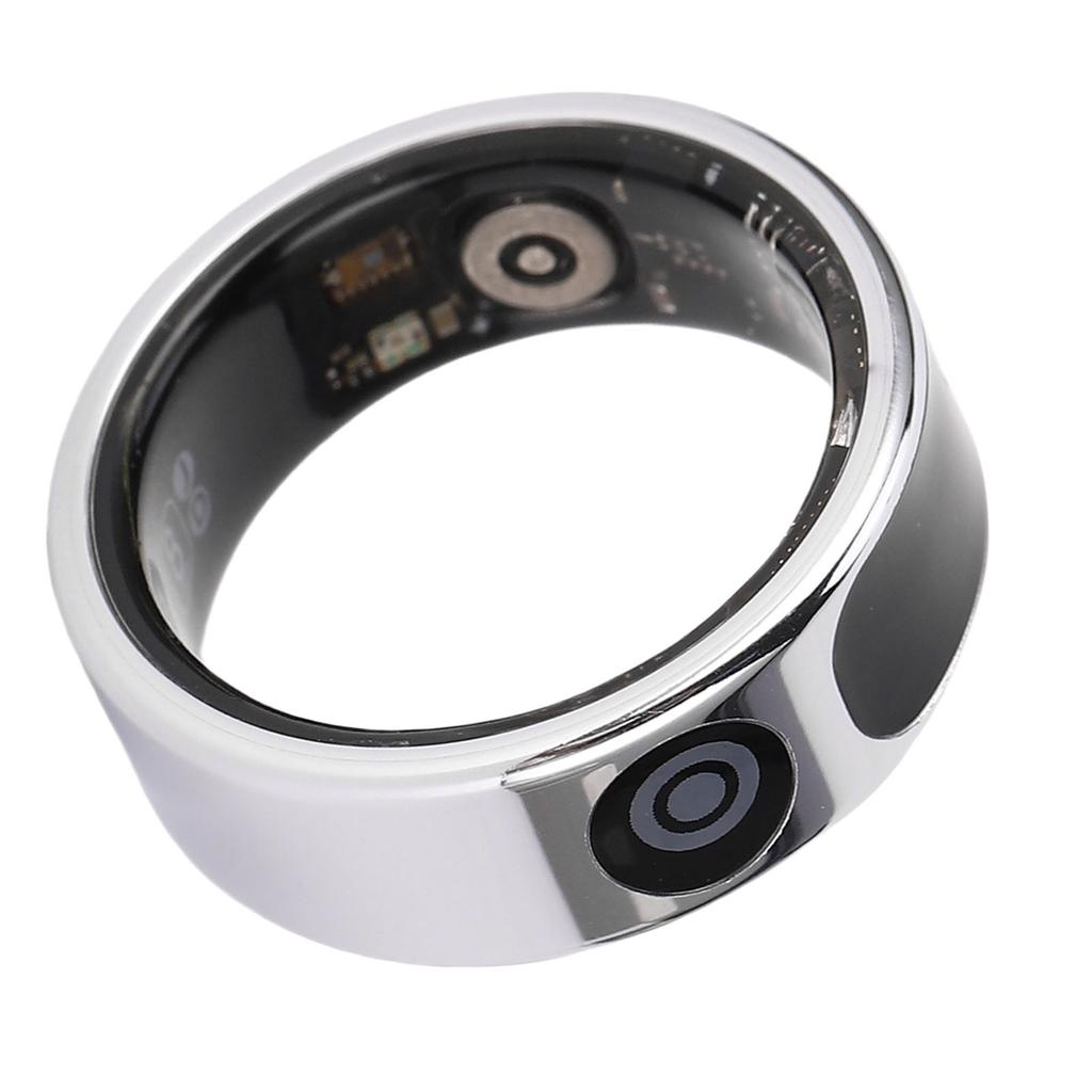 Smart Ring Sports Sleep Monitoring Gesture Control Stainless Steel Health Tracker Ring with Display Screen 8 Diameter: