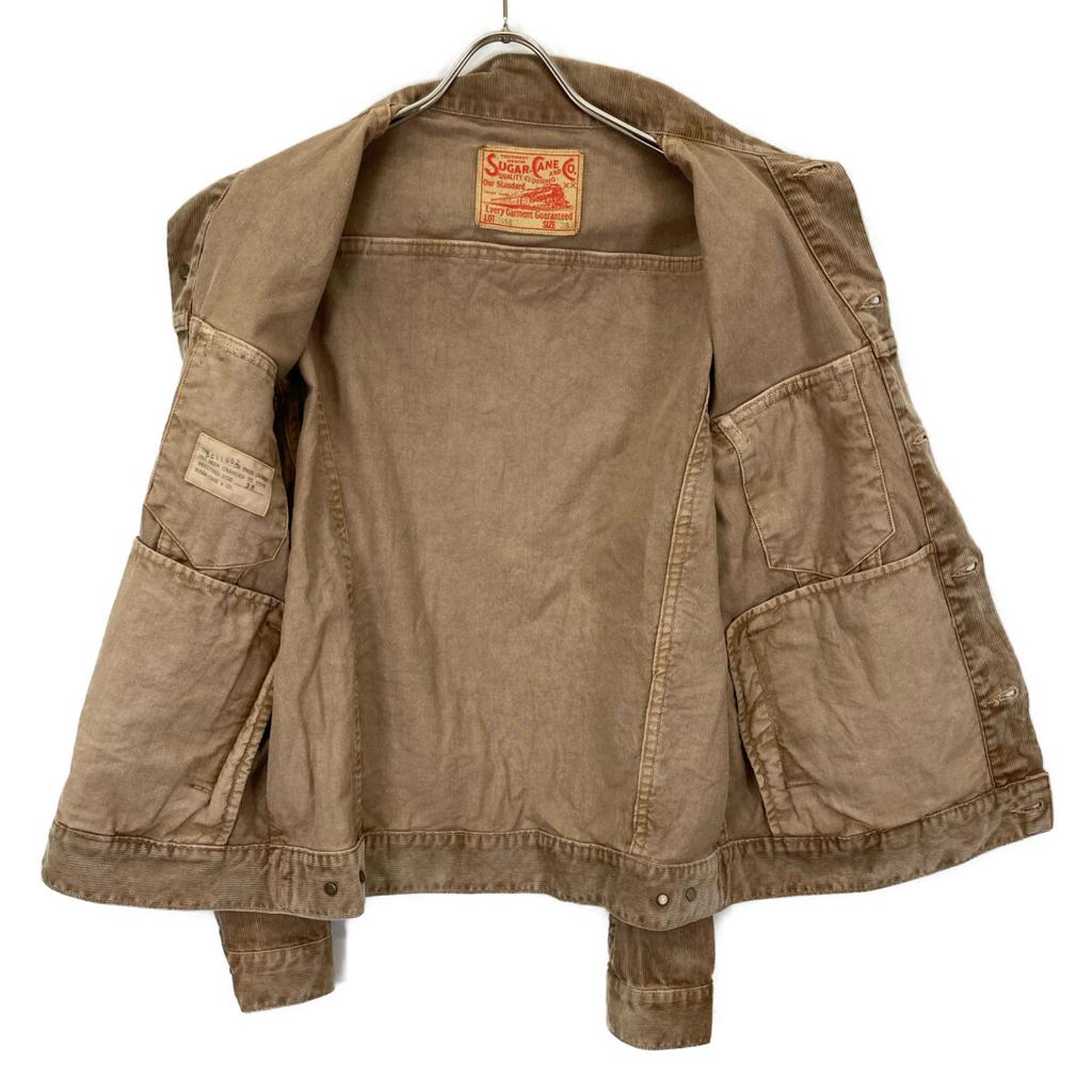 SUGAR CANE SC15296 Beige Summer Corduroy Trucker Jacket Jacket 38 beigeUsed