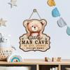 Little Man Cave No Girls Allowed Expect Mom Front Door Sign, Cute Bear Bee Wood Hanger Boy Toddler Baby Nursery Home Decor, Farmhouse Wooden Wreath