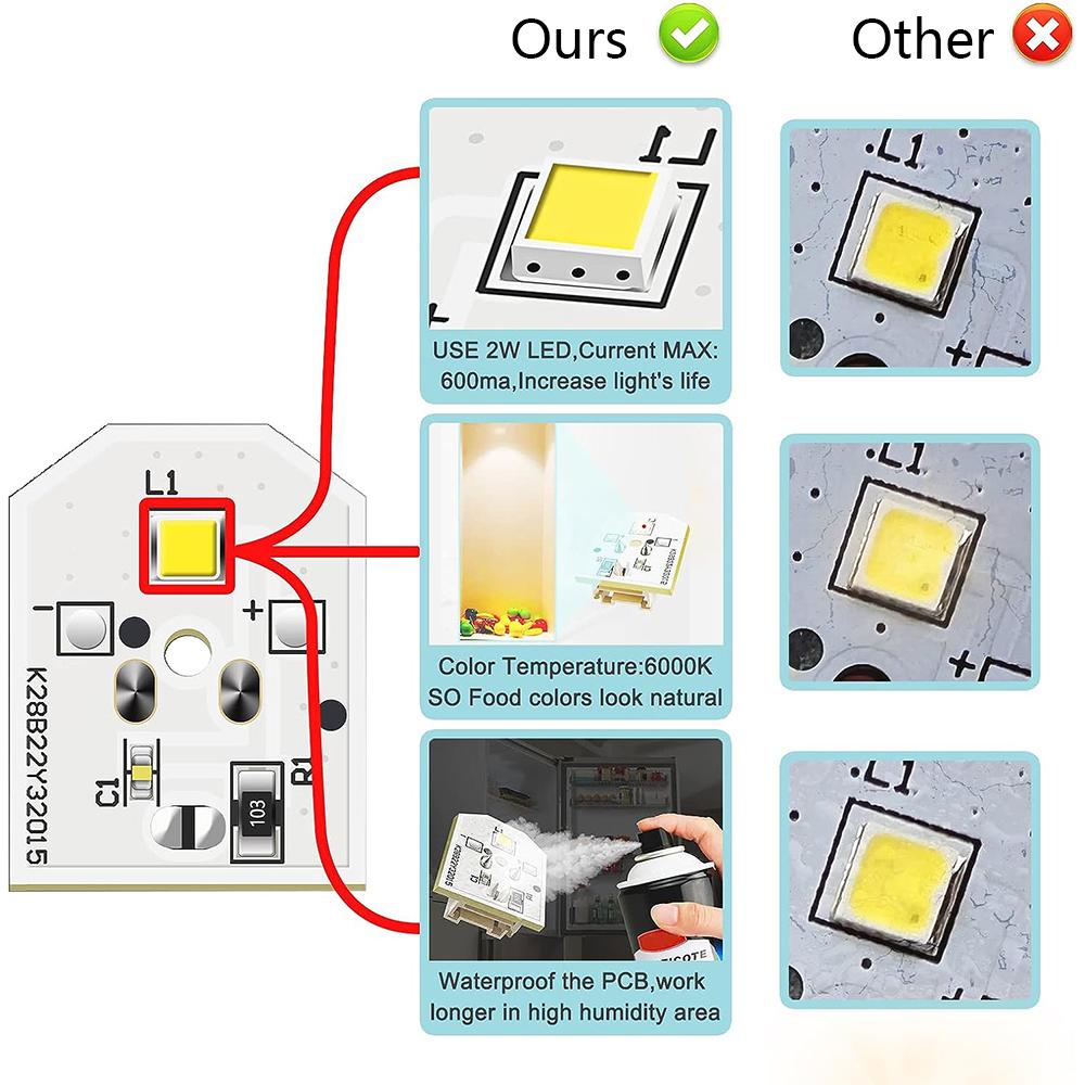WR55X11132 WR55X25754 2pcs Refrigerator Light Bulb for Ge WR55X30602 WR55X26486