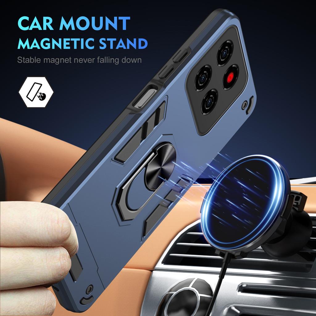 For ZTE Blade A56 Case PC+TPU Drop Defend Phone Cover with Ring Kickstand