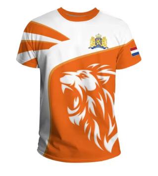 2025 Dutch Flag T-shirt 3D Printed Dutch Orange T-shirt Oversized Short-sleeved Outdoor Sports Top T-shirt