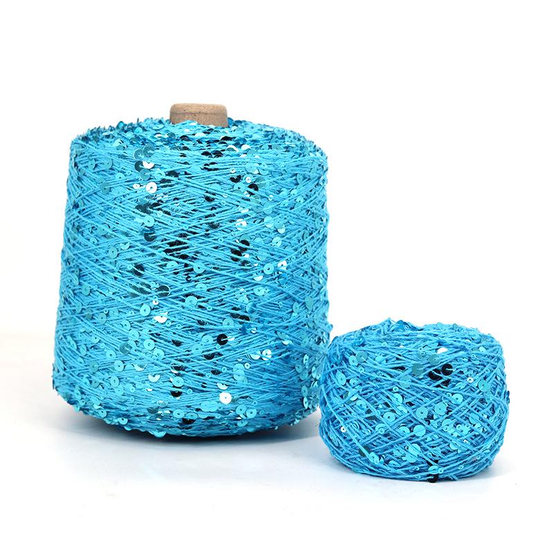 Hand-Knitted Bright Cotton Yarn with Sequins, 3MM+6MM, Combed and Fancy