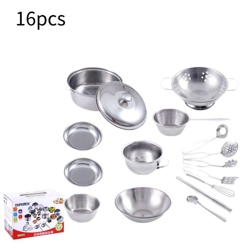 

16pcs Stainless Children Steel Kitchen Utensil Set Educational Puzzle Small Toys