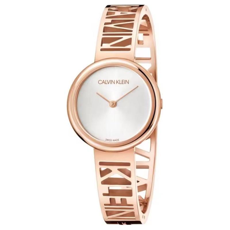 CALVIN KLEIN Manic Series Watch Quartz Movement Stainless Steel Strap 34mm Silver Dial Women's Watch 30 Meters Waterproof KBK2M616