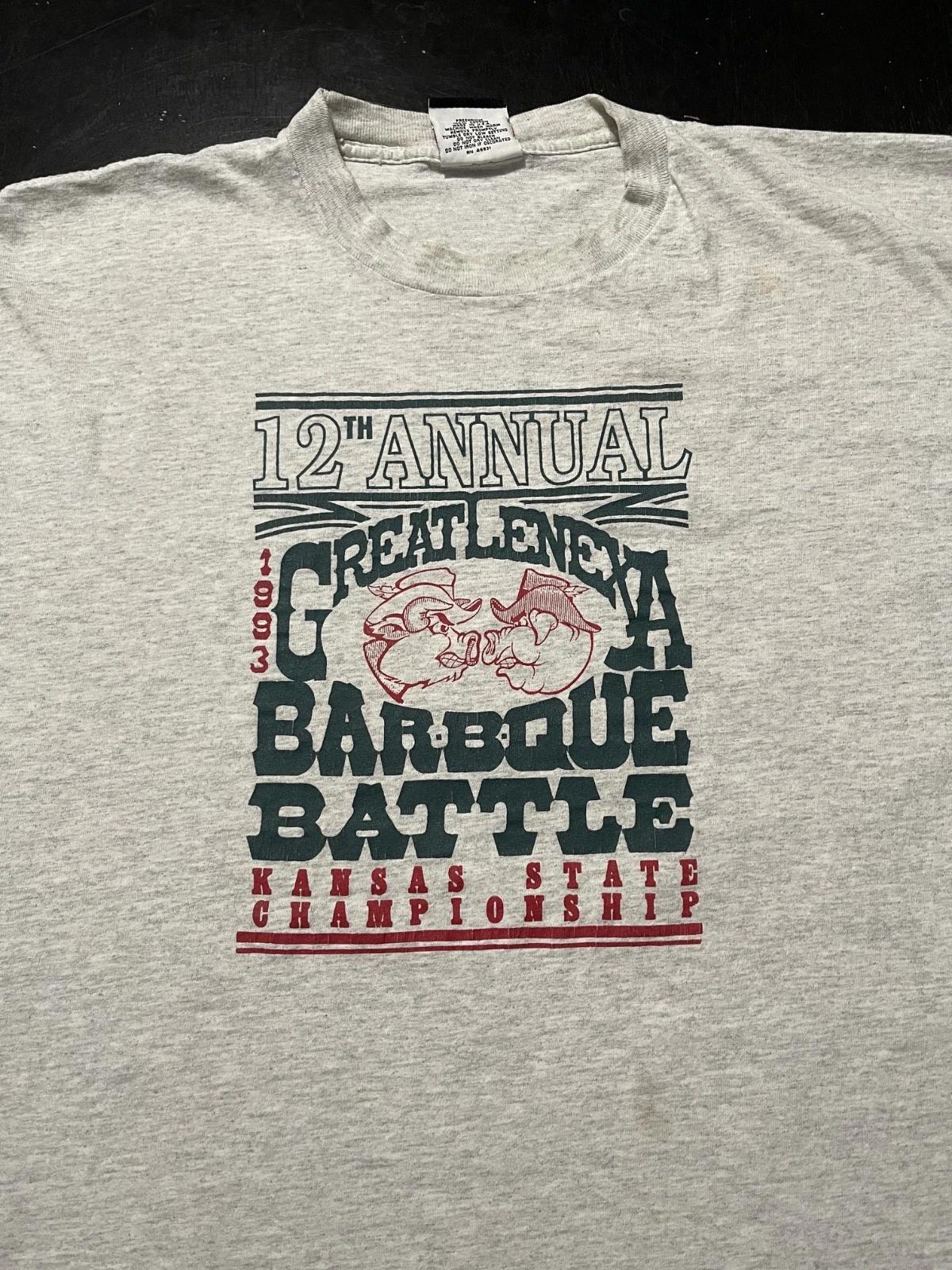 

Винтажная футболка Great Lenexa 1993 Kansas State Barbecue Battle, Серая, Размер: XL M