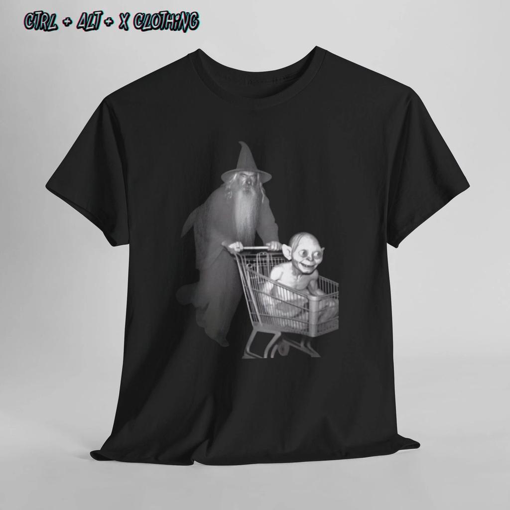 Gandalf Einkaufswagen Troll Gollum T-Shirt, Herr der Ringe Shirt, Lustiges Grafik-T-Shirt, Geek