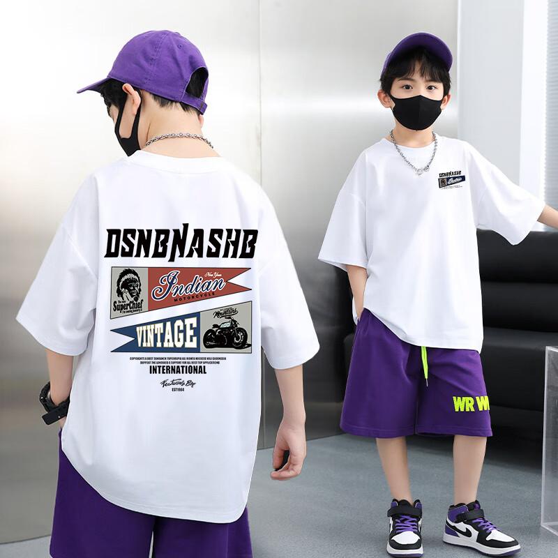 American retro boy short sleeved shirt summer boy T-shirt casual children's top children's clothing printed pattern T-shirt