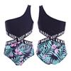 Kids Girls Single Shoulder Strap Letters Printed Swimming Bodysuit