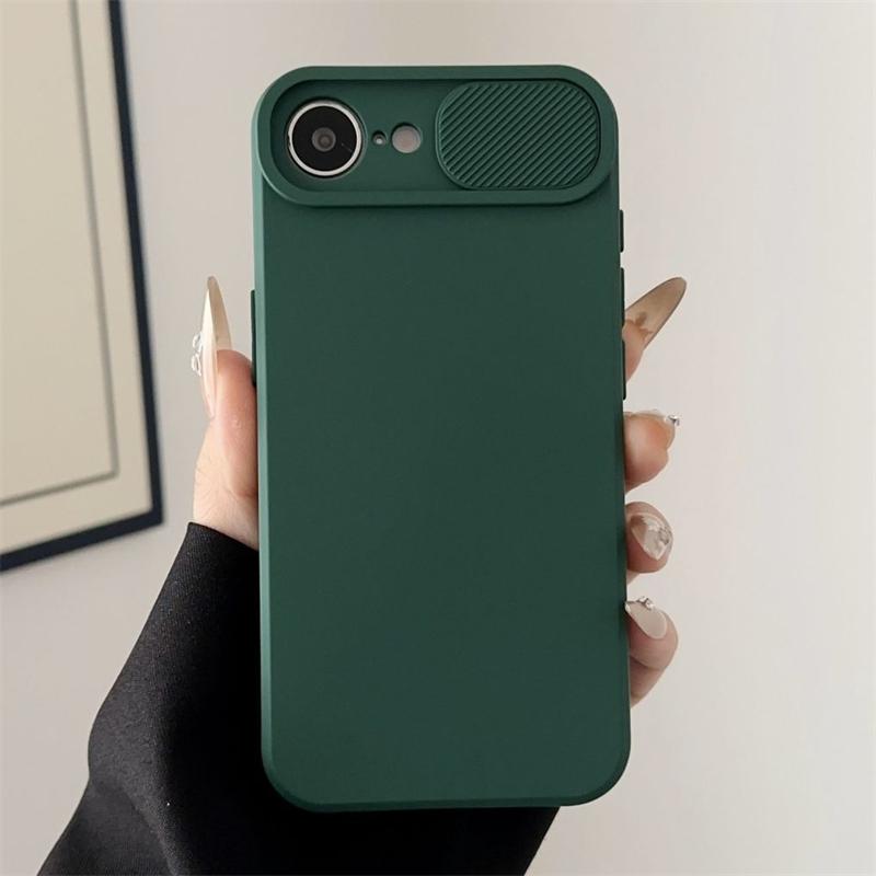 Slide Camera Lens Protection Shockproof Phone Case For iPhone 16E 15 14 Plus 13 12 Mini 11 16 Pro Max Soft Silicone Bumper Cover